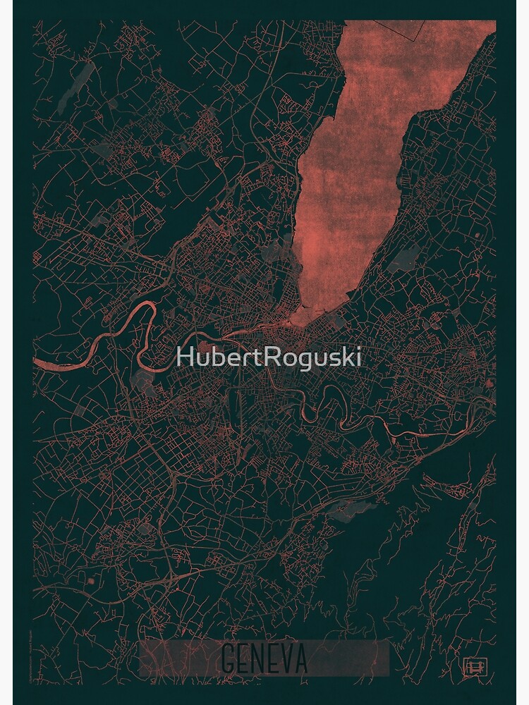 Geneva Map Red by HubertRoguski