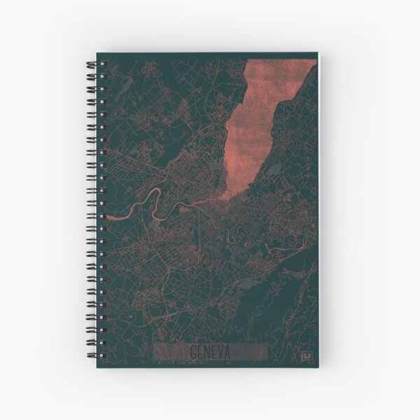Geneva Map Red Spiral Notebook