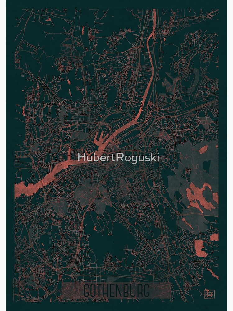 Gothenburg Map Red by HubertRoguski