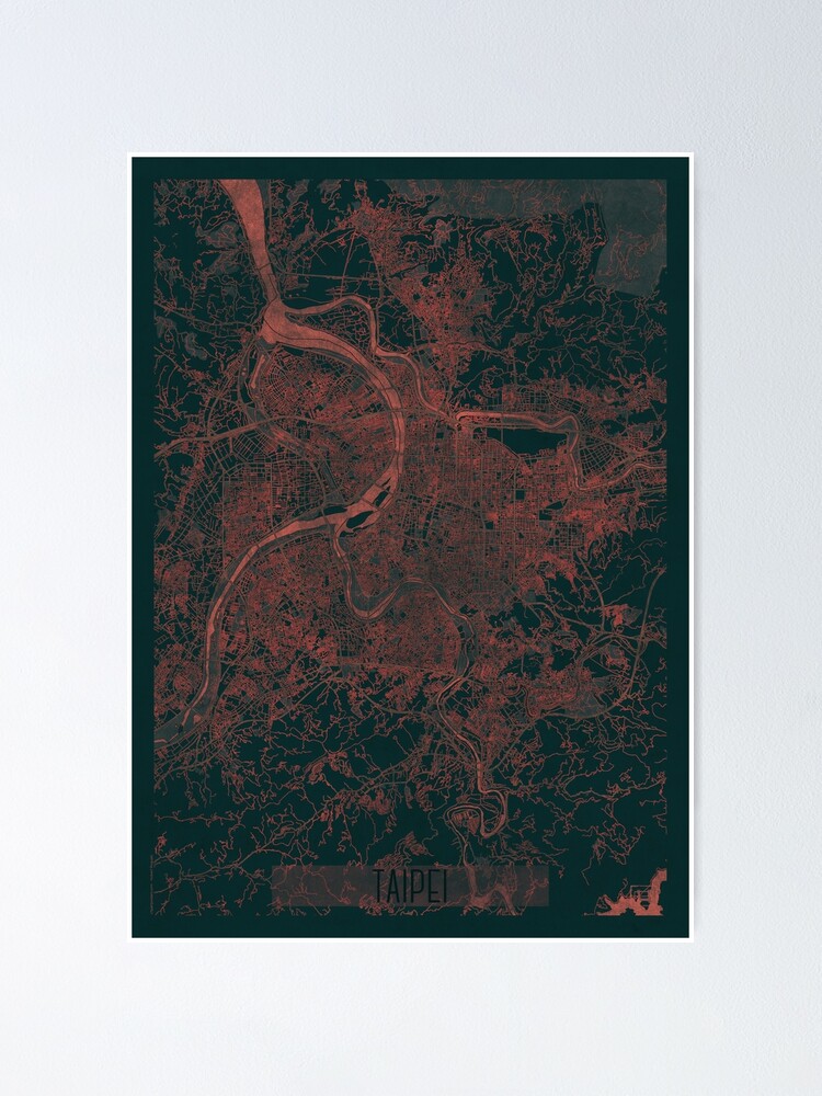 Alternate view of Taipei Map Red Poster