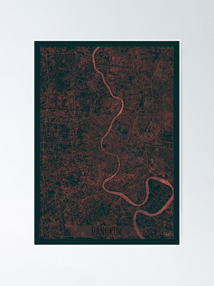 Alternate view of Bangkok Map Red Poster