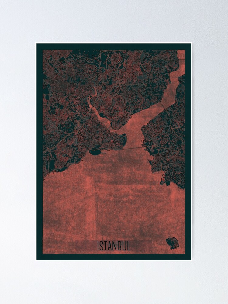 Alternate view of Istanbul Map Red Poster