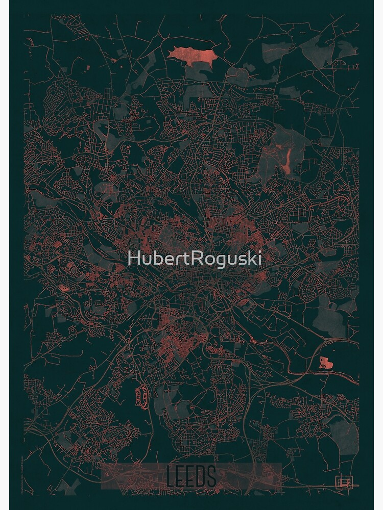 Thumbnail 3 of 3, Poster, Leeds Map Red designed and sold by HubertRoguski.