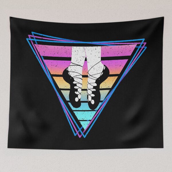 Item preview, Irish Dance Soft Shoes | Distressed Retro 80s Retrowave Sunset Design designed and sold by theBlueKazoo.