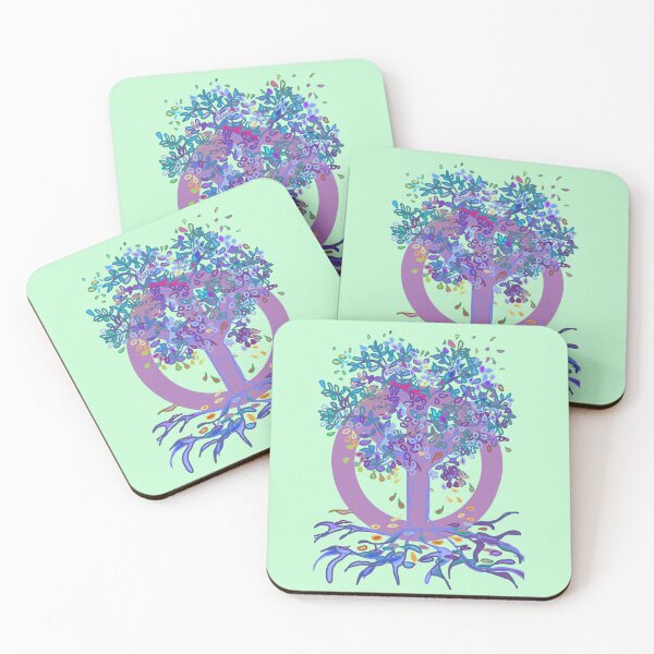 Item preview, Tree of Life PEACE Tree pink, aqua and green  designed and sold by MonicaArtist.