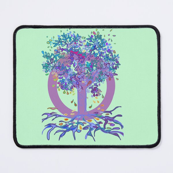 Item preview, Tree of Life PEACE Tree pink, aqua and green  designed and sold by MonicaArtist.