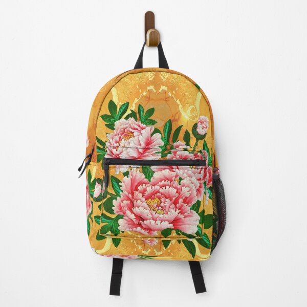 Item preview, Vintage Pink Peonies Bouquet - Golden Oriental Floral Illustration designed and sold by Art-PraveenRai.