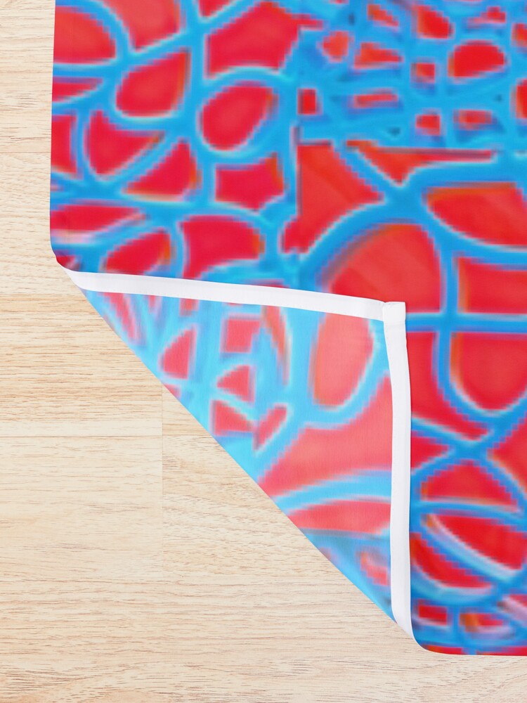 Alternate view of Red and Turquoise Maze - Abstract Art Photography Shower Curtain