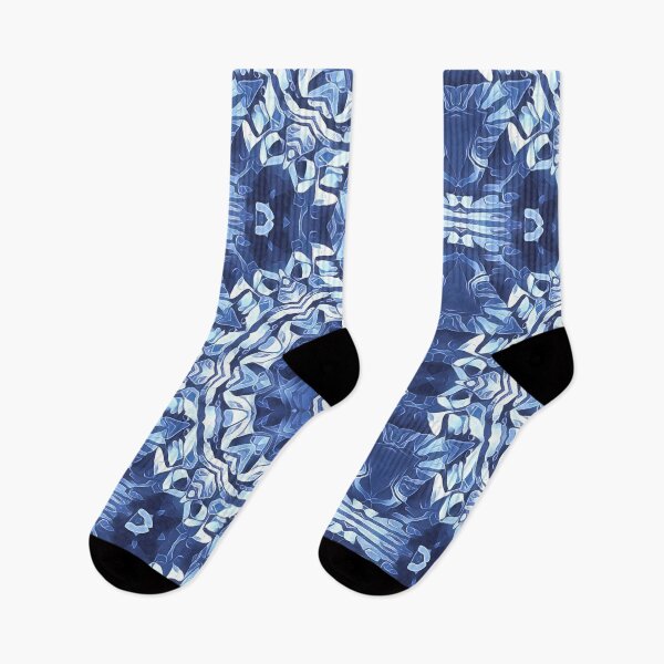 Item preview, detailed creative pattern and design hexagonal kaleidoscopic style in shades of BLUE designed and sold by mister-john.