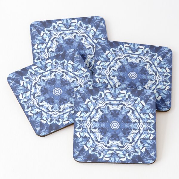Item preview, detailed creative pattern and design hexagonal kaleidoscopic style in shades of BLUE designed and sold by mister-john.