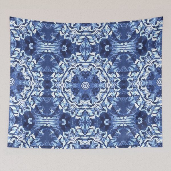 Item preview, detailed creative pattern and design hexagonal kaleidoscopic style in shades of BLUE designed and sold by mister-john.