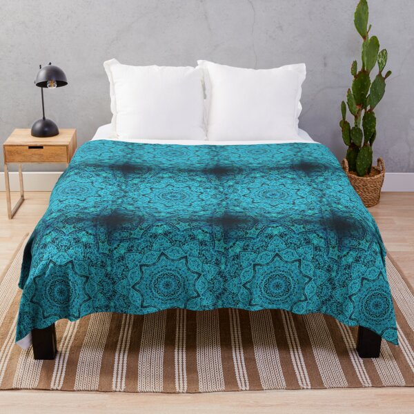 Divine Turquoise Mandala Throw Blanket