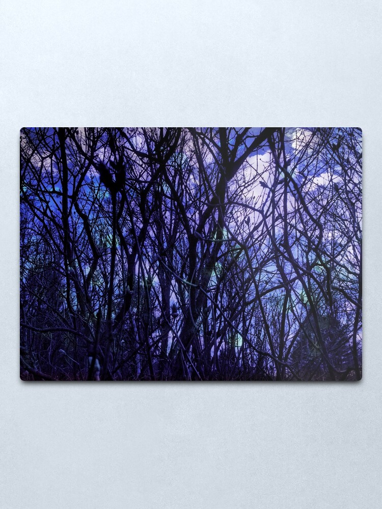 Alternate view of Dark Purple Forest - Purple Blue and Black Bare Tree Landscape Metal Print
