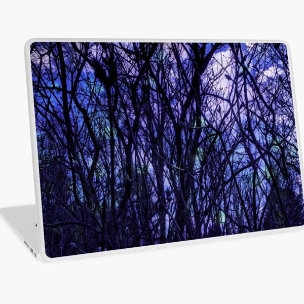 Dark Purple Forest - Purple Blue and Black Bare Tree Landscape Laptop Skin