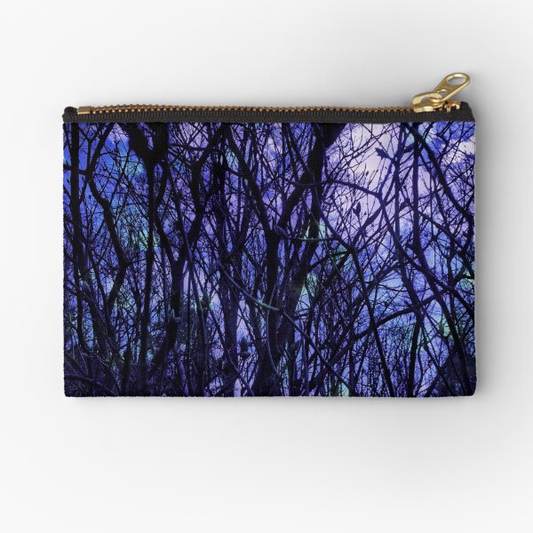 Dark Purple Forest - Purple Blue and Black Bare Tree Landscape Zipper Pouch