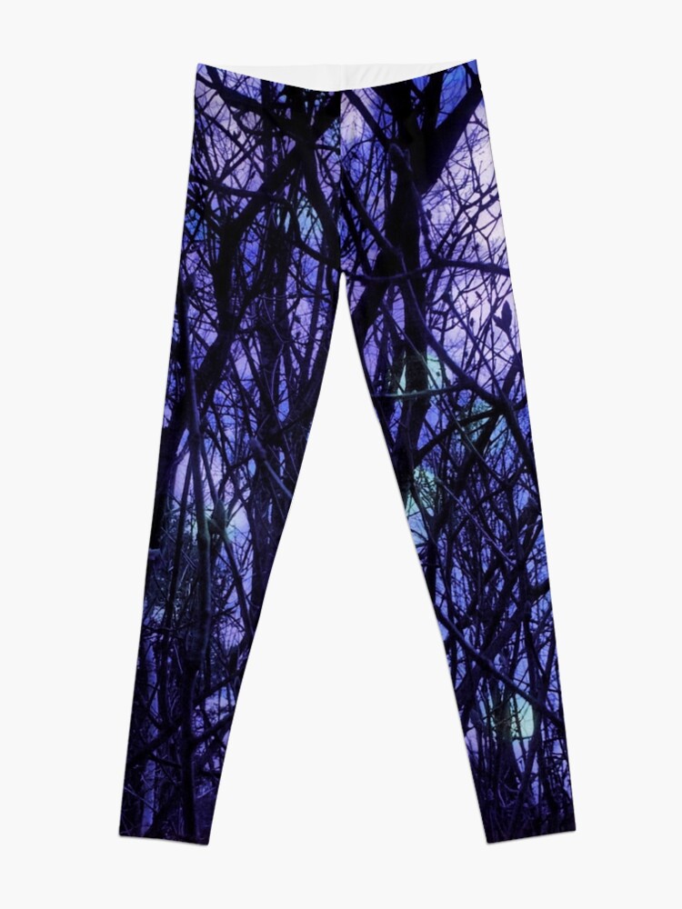 Alternate view of Dark Purple Forest - Purple Blue and Black Bare Tree Landscape Leggings