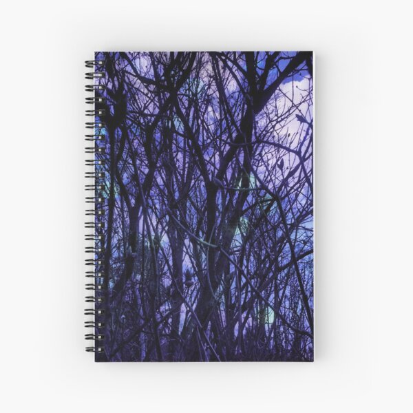 Dark Purple Forest - Purple Blue and Black Bare Tree Landscape Spiral Notebook