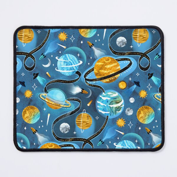 Item preview, Highway to Intergalactic Adventures - Cerulean Blue & Mustard Yellow designed and sold by TigaTiga.