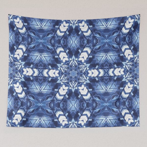 Item preview, intricate creative pattern and design hexagonal kaleidoscopic style in shades of BLUE designed and sold by mister-john.