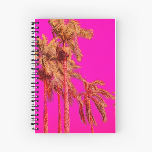 Neon Pink Tropics - Psychedelic Coconut Trees Art - Graduation Gift Spiral Notebook