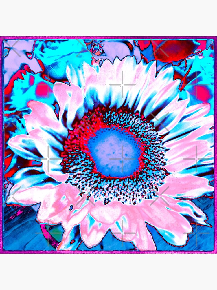 Thumbnail 3 of 3, Poster, Iced Sunflower - Pink Purple White Blue Flower - Floral Design designed and sold by OneDayArt.