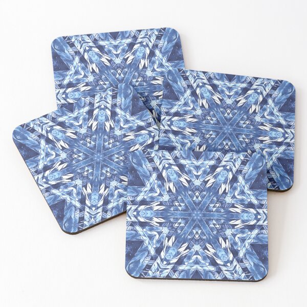 Item preview, geometric creative pattern and design hexagonal kaleidoscopic style in shades of BLUE designed and sold by mister-john.