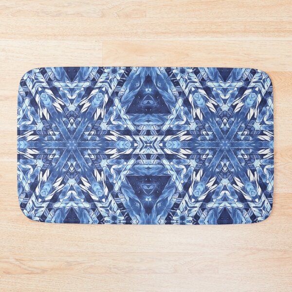 Item preview, geometric creative pattern and design hexagonal kaleidoscopic style in shades of BLUE designed and sold by mister-john.