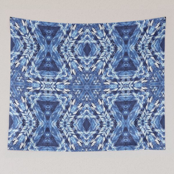 Item preview, geometric creative pattern and design hexagonal kaleidoscopic style in shades of BLUE designed and sold by mister-john.