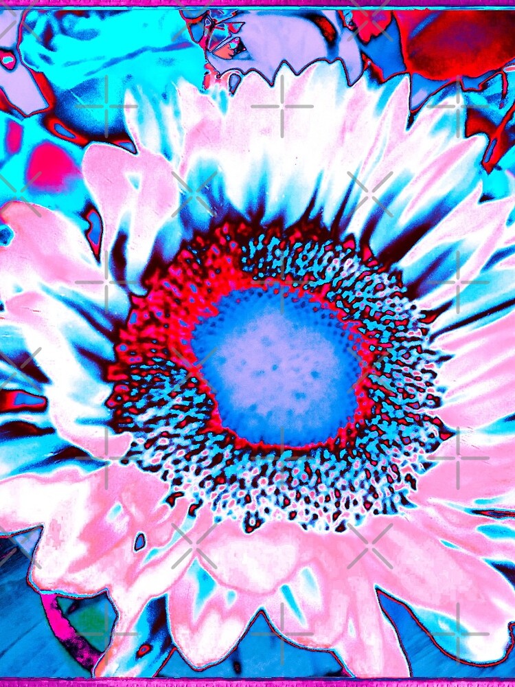 Iced Sunflower - Pink Purple White Blue Flower - Floral Design by OneDayArt