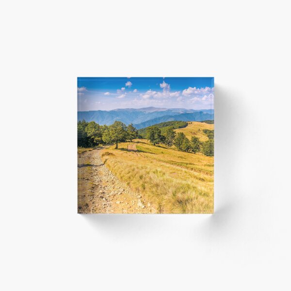 Countryside road in mountains at sunset Acrylic Block