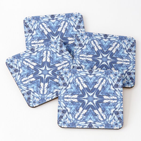 Item preview, repeating creative pattern and design hexagonal kaleidoscopic style in shades of BLUE designed and sold by mister-john.