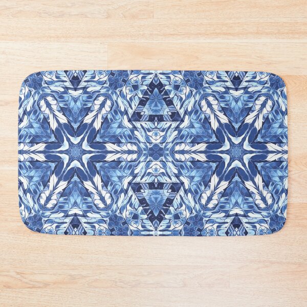 Item preview, repeating creative pattern and design hexagonal kaleidoscopic style in shades of BLUE designed and sold by mister-john.