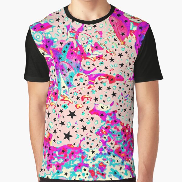 Starry and Sweet - Galactic Stars Neon Art Graphic T-Shirt