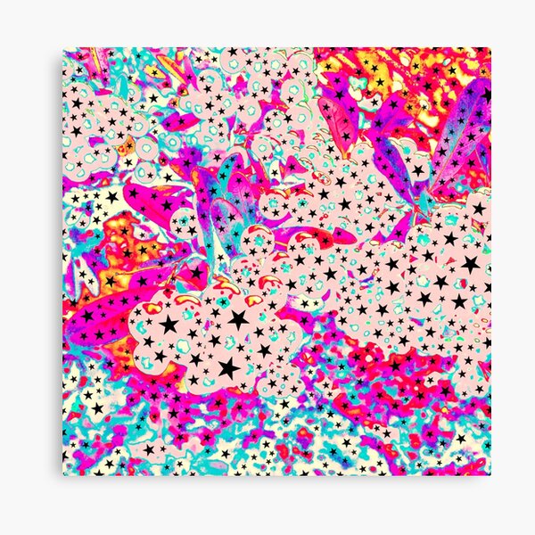 Starry and Sweet - Galactic Stars Neon Art Canvas Print
