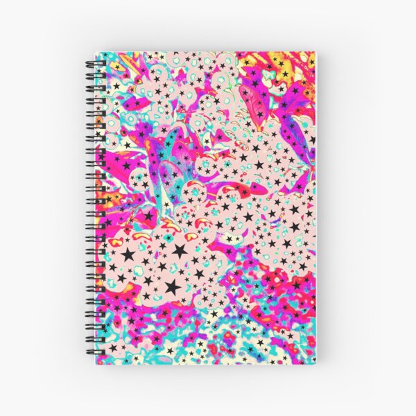 Starry and Sweet - Galactic Stars Neon Art Spiral Notebook