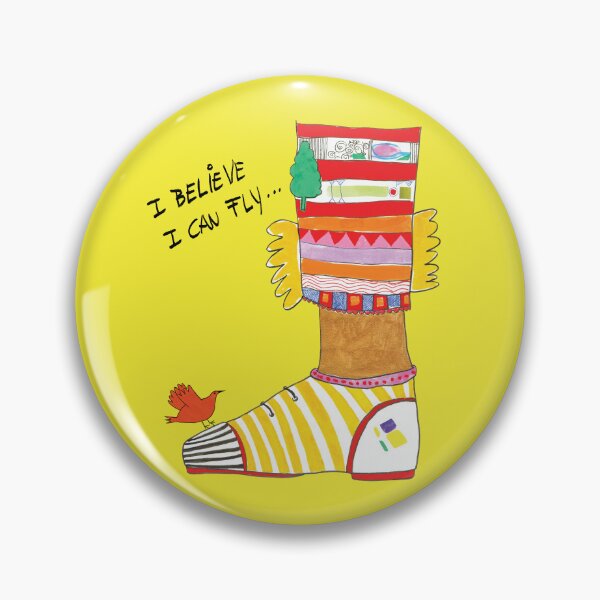 Item preview, funny painting with a foot and a bird 'I believe I can fly' designed and sold by mariska eyck.