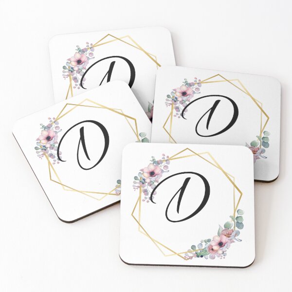 Artikelvorschau, Monogrammbuchstabe D | Lila Blüten mit goldenen Rändern entworfen und verkauft von JustSeasons.