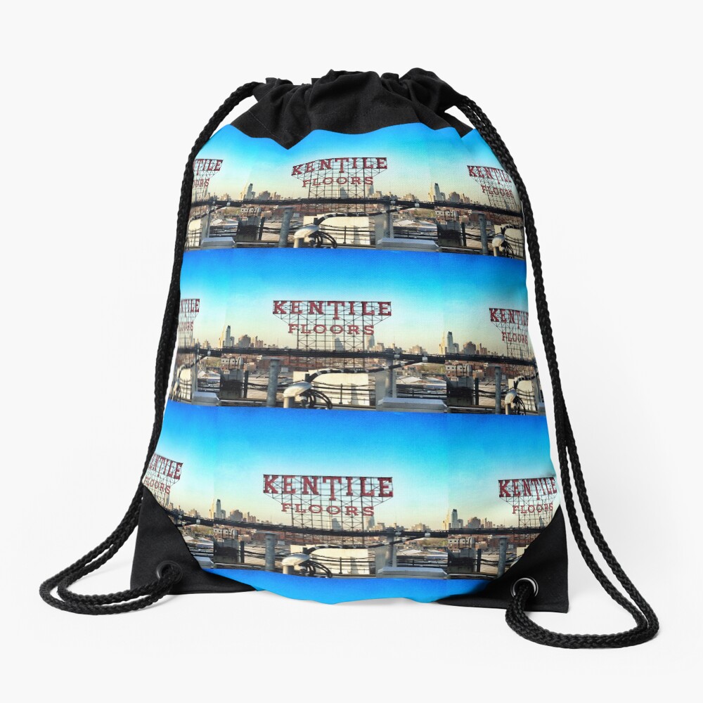 Kentile Floors - Downtown Brooklyn Skyline Photography by OneDayOneImage - Brooklyn Lovers Drawstring Bag