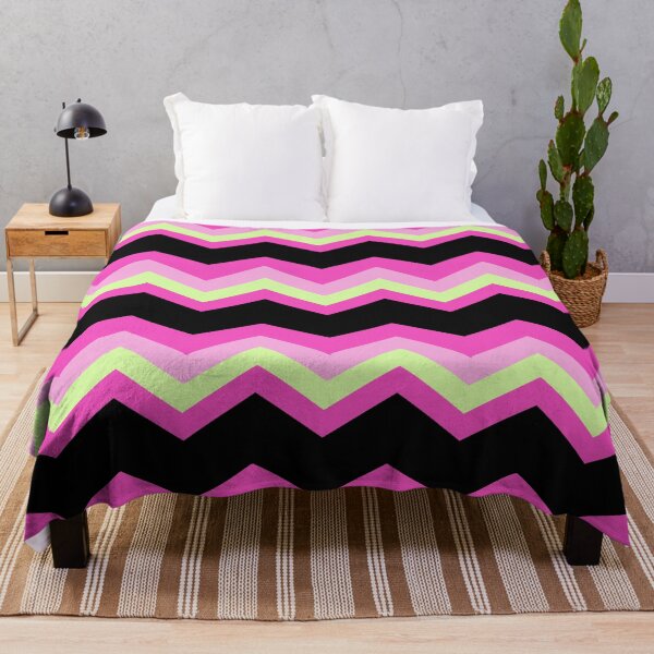 Item preview, 1980s modern abstract girly hot pink black fuschia chevron designed and sold by LEILA ART SPACE.