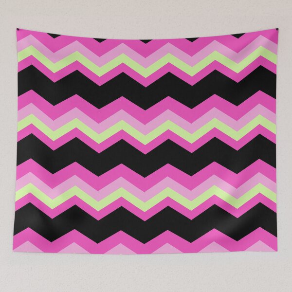 Item preview, 1980s modern abstract girly hot pink black fuschia chevron designed and sold by LEILA ART SPACE.