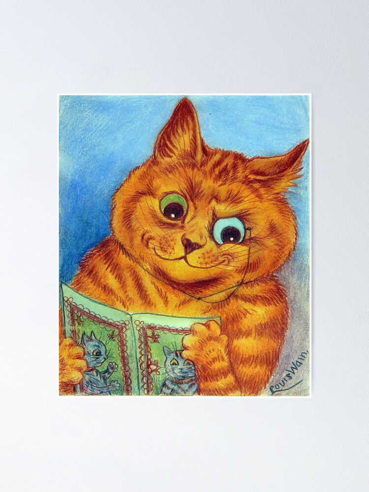 Louis Wain Early 1900 Victorian Cat Art Long Hair Orange 