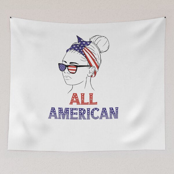 Item preview, Womens All American Cute Girl 4th of July Girls Kids Sunglasses V-Neck T-Shirt designed and sold by Hema Thilakaratne.
