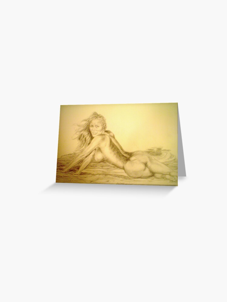 Thumbnail 1 of 2, Greeting Card, Brunette at Hot Springs designed and sold by yesman.