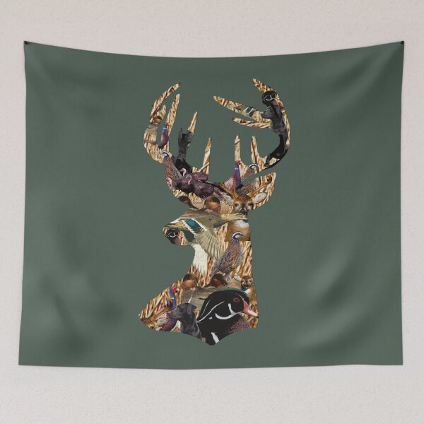 Item preview, Whitetail Buck Deer Hunting Collage with Duck Hunting, Quail Hunting, Pheasant Hunting, Turkey, and Deer Hunting designed and sold by LifeCrush.
