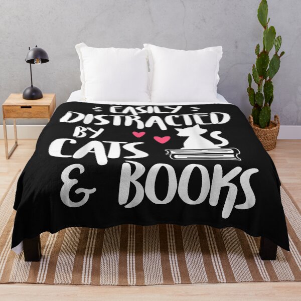 Item preview, Easily Distracted by Cats and Books - Cat & Book Lover designed and sold by SeppeGoffin.