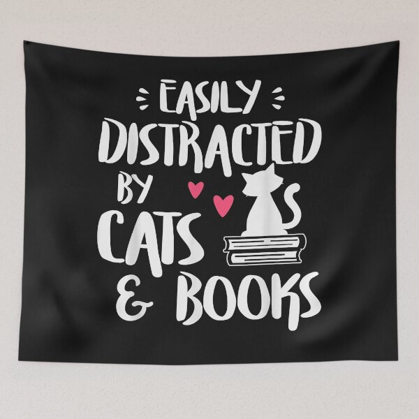 Item preview, Easily Distracted by Cats and Books - Cat & Book Lover designed and sold by SeppeGoffin.