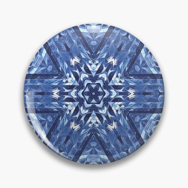 Item preview, radial snowflake style pattern and design hexagonal kaleidoscopic style in shades of BLUE designed and sold by mister-john.