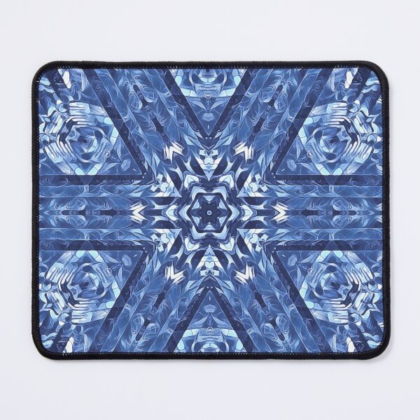 Item preview, radial snowflake style pattern and design hexagonal kaleidoscopic style in shades of BLUE designed and sold by mister-john.