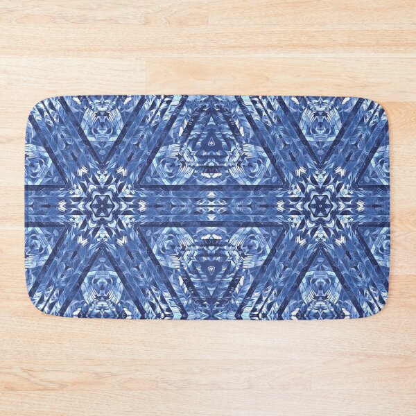 Item preview, radial snowflake style pattern and design hexagonal kaleidoscopic style in shades of BLUE designed and sold by mister-john.