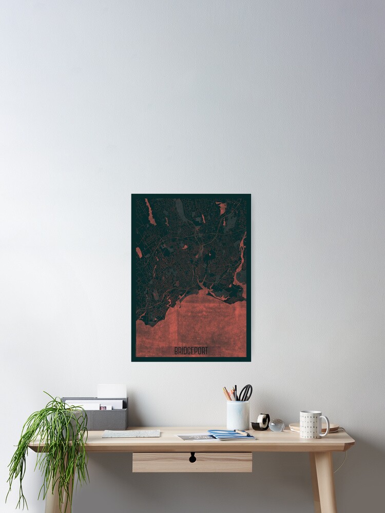 Thumbnail 1 of 3, Poster, Bridgeport Map Red designed and sold by HubertRoguski.